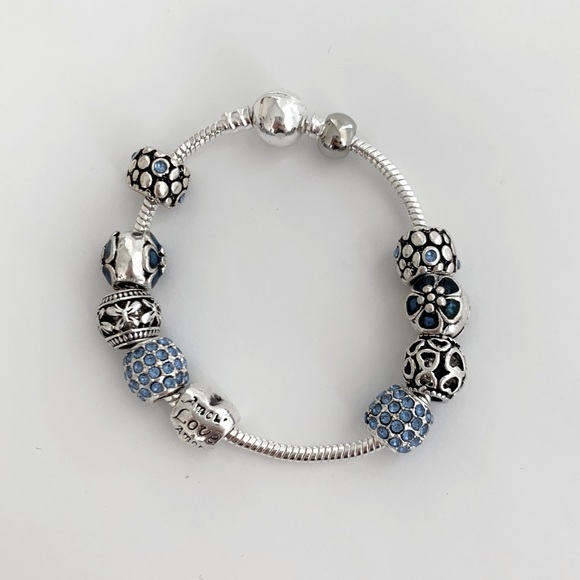 🆕Silver Plated Charm Bracelet - Blue - Picture 4 of 5